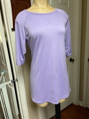 Cuddl Duds Pastel Lavender Scoop Neck Short Sleeve Top